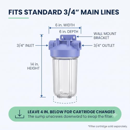 Culligan HF-360A 0.75 Inch Whole House Water Filter Housing, Clear, Standard Duty