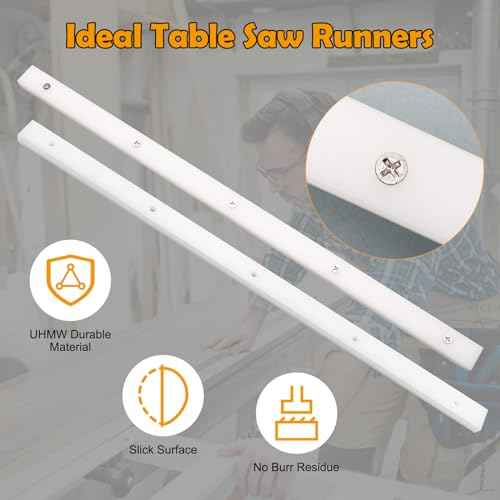 2PCS Crosscut Sled, Catcan Table Saw Sled Kit with Predrilled Holes and 12 Screws, 3/4" x 3/8" x 17" Miter Bars for Table Saw Runners(2)