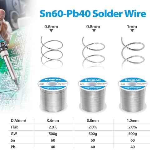 60/40 Tin Lead Solder Wire, Reliable Wire Soldering for Electronics, Plumbing, and DIY Projects (0.8mm 500g)