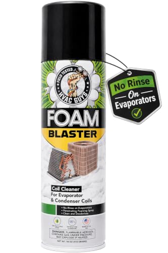 Leak Saver 18 Fl Oz Foam Blaster AC Coil Cleaner Foam Spray for HVAC Units (No Rinse Evaporator, Light Rinse Condenser) - Deep Penetrating Formula
