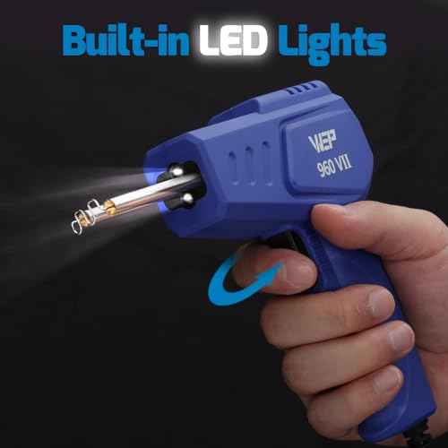 WEP 960-VII Plastic Welder Kit 110V with Ergonomic Grip and LED lights with 350 Hot Staples and Pliers for Car Bumper Plastic Welding, Plastic Gas Tank Repair, a Great Automotive Tools for Mechanics