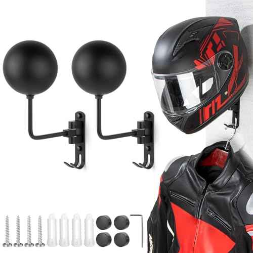 PUERSI Helmet Holder Wall Mount - 2 Pack 180¡Æ Rotation Helmet Hanger for Motorcycle Bike Racing Outerwear Sports Gear Display