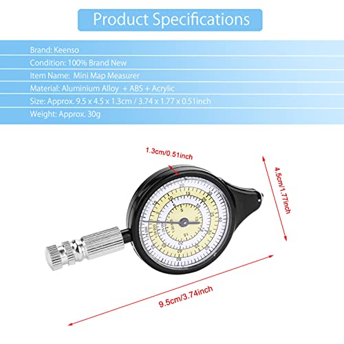 Keenso Mini Outdoor Map Measurer - Handheld Map Distance Wheel 9.5x4.5x1.3cm