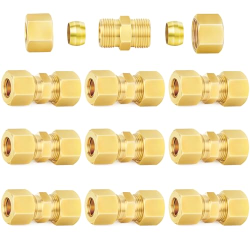 ChillWaves Brass Compression Tube Fitting 3/8" OD x 3/8" OD - Pack of 10