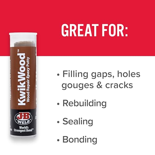 J-B Weld KwikWood Wood Repair Epoxy Putty Stick 3.5 Inch - Light Tan, 1 oz
