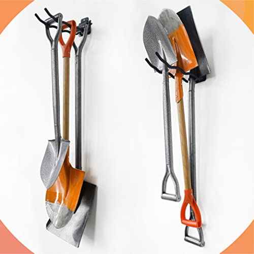 HUHOLE Garage Hooks, Ladder Hangers for Garage Wall, Shovel Holder, 4 Pack Heavy Duty Hook for Ladder, Rake, Folding Chair, Yard Tools, Garden Tool, 12¡± Wave Curved Utility Hooks