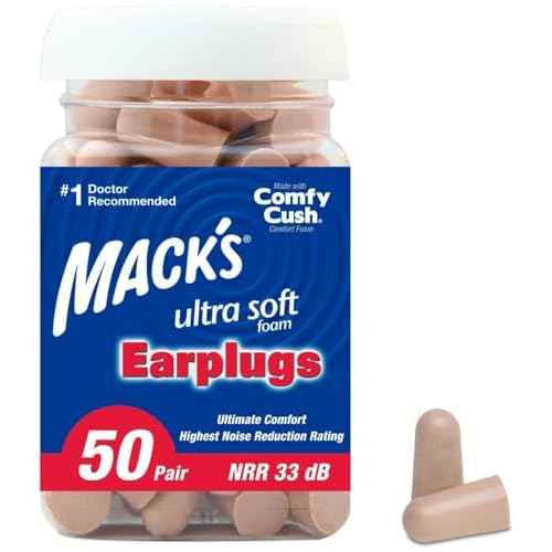 Mack's Ultra Soft Foam Earplugs, 50 Pair - 33dB Highest NRR, Comfortable Ear Plugs for Sleeping, Snoring, Travel, Concerts, Studying, Loud Noise, Work | Made in USA