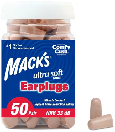 Mack's Ultra Soft Foam Earplugs - 50 Pairs, 33dB Noise Reduction, Made in USA, Earplug Variation