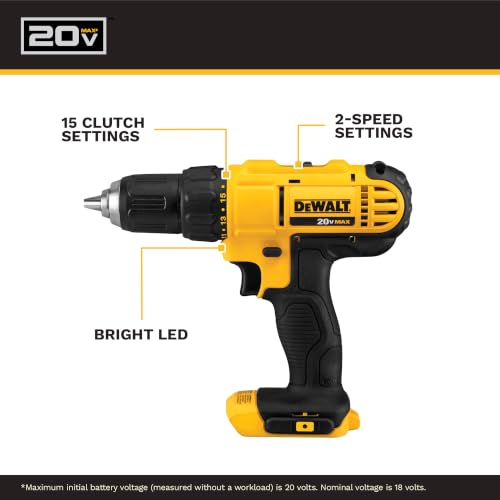 DEWALT 20V MAX Cordless Drill and Impact Driver Set, Compact & Powerful