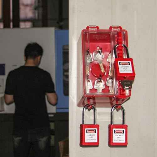 Lockout Tagout Lock Box Group Padlock Box Wall-Mounted Locks Lock Out Tag Out Station 8 Locking Positions &1 Key Slot