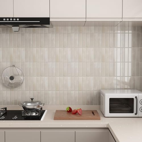 Umedol Beige Gray Peel and Stick Backsplash Tiles - 10 Sheets, Kitchen & Bathroom