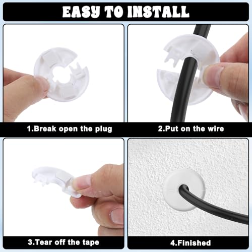 White Wall Grommets for Cables 2-Pack - Cable Pass Through Covers for Starlink & Wires