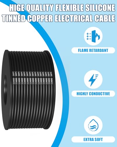 ENERJOUR 22AWG-6C Silicone Wire Spool 26FT Each, 6 Colors, 156FT Total, Flexible Electrical Cable
