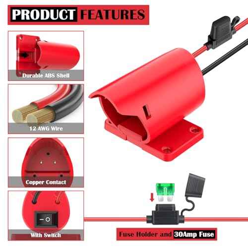 1 Packs Power Wheel Adapter for Milwaukee M12 Battery Adapter 12V Power Wheel Battery Conversion Kit with Switch, Fuse & Wire Terminals, 12AWG Wire, Power Connector for DIY Rc Car Toys and Robotics