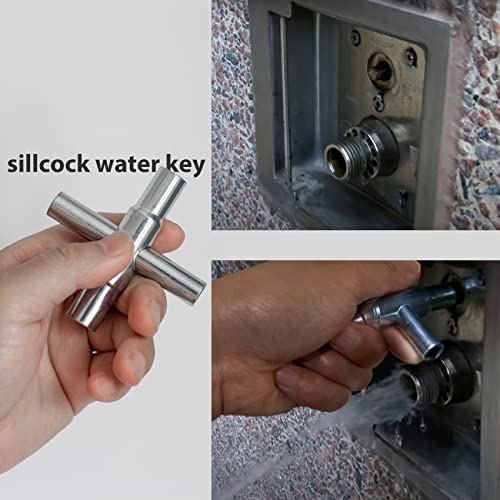 4 Way Sillcock Key Wrench Set, 1/4", 9/32", 5/16", 11/32" Water Utility Key for Faucet, Spigots and Most Valves, 2 Pack