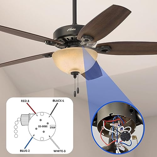 Bsentster Ceiling Fan Switch ZE-208s 3-Speed 4-Wire Bronze Pull Chain Replacement Part