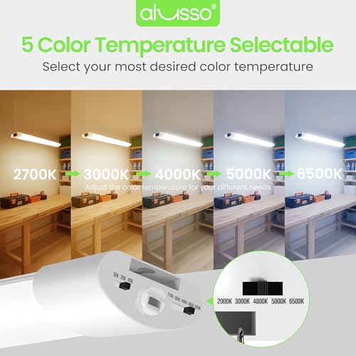 ALUSSO 4FT LED Shop Lights 4800LM 40W 2-Pack, 5 CCT Adjustable, Linkable Garage & Workshop Lighting