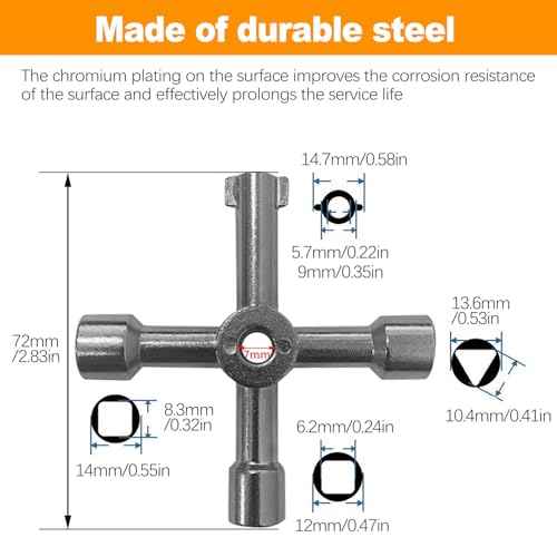CoguZed 2 Pack Sillcock Key Set, 4 Way Water Key Tool, Multi-Functional Silcock Water Keys for Valves, Faucets, and Spigots