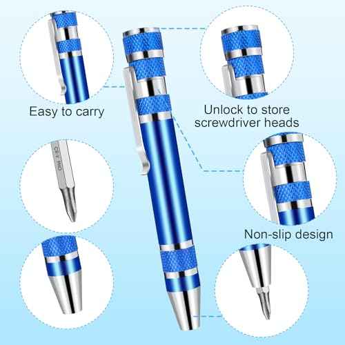 4 Pieces Pen Screwdriver, 8 In 1 Multitool Pen Set Pocket Screwdriver Mini Tools Magnetic Multi Screwdriver Pen Precision Function Crossing Flathead Screwdriver Mini Gift for Adults