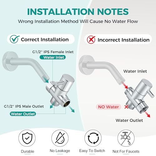 Gicyiit 3-Way G1/2 Shower Diverter Valve for Multiple Outlets, Solid Metal