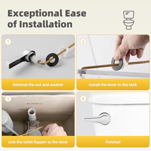 iFealClear Front Mount Toilet Handle Replacement Kit Chrome, Solid Brass, Adjustable, Universal Fit
