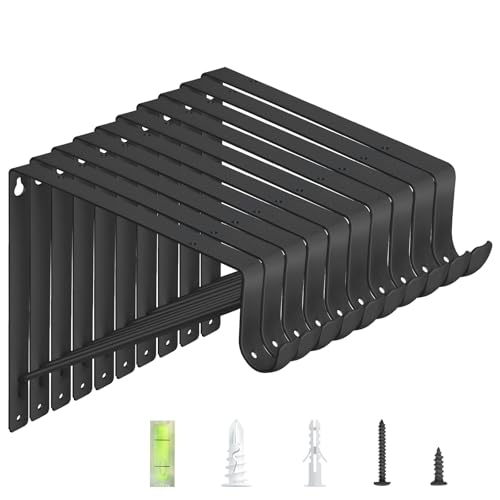 WEKIS 10-Pack Heavy Duty Matte Black Steel Closet Rod Brackets 10.8x10.8 inch Support 300 lbs