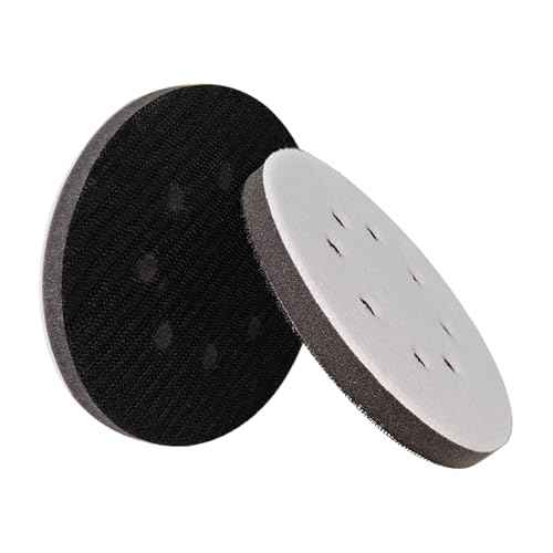 2 Pack 5 Inch Interface Pads 8 Holes, Orbital Sander Foam Pads Shock Absorption Cushion Buffer, Hook and Loop Foam Sanding Pads for Orbital Sander