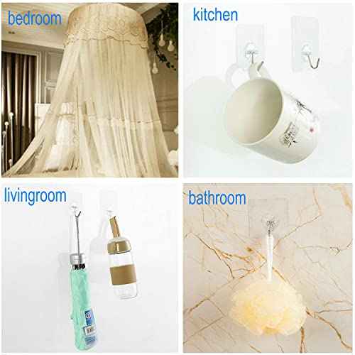 24 Pack Heavy Duty Self Adhesive Hooks - 33lb Max, Transparent, Waterproof, Sticky Wall Hooks for Keys, Bathroom, Shower, Outdoor, Kitchen, Door, Home Improvement, Utility