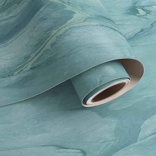 VaryPaper Matte Teal Blue Marble Contact Paper Peel and Stick Countertops for Kitchen Waterproof Marble Wallpaper Removable Self Adhesive Countertop Wallpaper Marble Vinyl for Desk Table 15.7''x78.7''