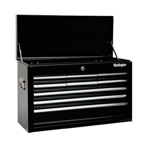 Workington Black 24" 9-Drawer Portable Metal Tool Chest Cabinet with Ball Bearing Slides