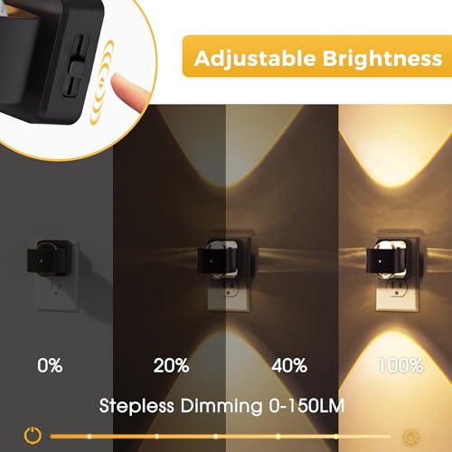 L LOHAS LED Night Light Projector Black / Soft White – Wall Plug-In Sensor Light