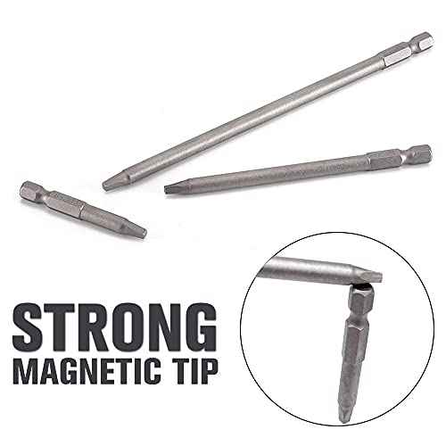Set of 9 Pieces Magnetic SQ2 Square Head Screwdriver Bits 1/4 Inch Hex Shank Square Drive Bit Security Electric Screw Driver Drill Bit for Electric Hand Screwdrivers, 50/100/150mm Length
