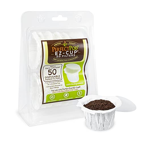 Perfect Pod EZ-Cup Paper Filters with Lid, 200 Count (4 Packs of 50) for Reusable Coffee Pods