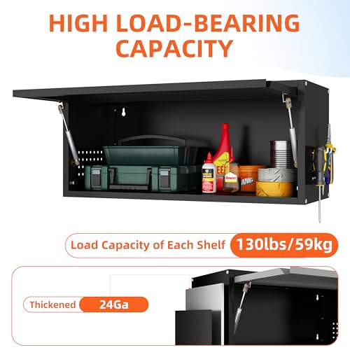 Yoonkool Black 13.8" H Garage Wall Cabinet with Up-Flip Door, 1 Door