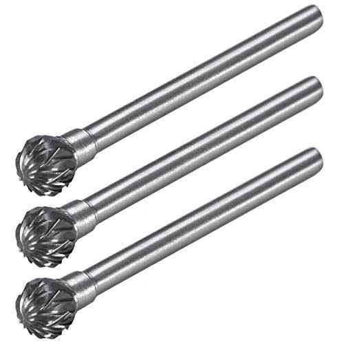 uxcell Tungsten Carbide Rotary Files 1/8" Shank, Double Cut Ball Shape Rotary Burrs Tool 6mm Dia, for Die Grinder Drill Bit Wood Soft Metal Carving Polishing Model Engineering, 3pcs