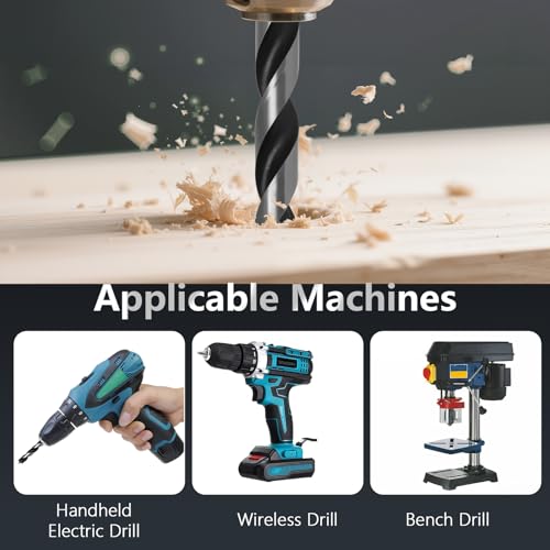 Brad Point Wood Drill Bits for Woodworking, 10mm (25/64") Dia Brad Point Drill, Carbon Steel Metric Brad Point Drill Bits with Double Flutes Design for Soft & Hard Woods MDF Acrylic