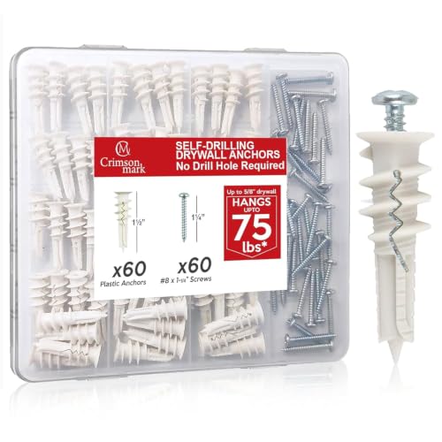 120PCS #8 Self Drilling Drywall Anchors and Screws Assortment Kit - CrimsonMark