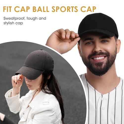 10-Pack Black Baseball Cap Inserts, Flexible Washable Hat Shaper Liner for Snapback, Fitted, Trucker Caps, Reusable Hat Felt Shapers, Crown Support (Black)