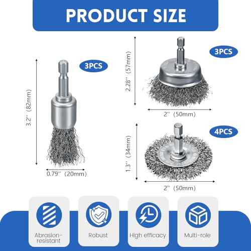 10 Pcs Drill Wire Brushes Coarse Carbon Steel Crimping Wire Wheel Cup Brushes, 1/4 Inch Hex Shank ? Suitable for Rust Cleaning, Stripping & Abrasive Applications