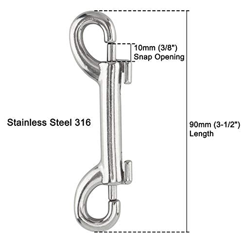 Yaegoo Stainless Steel Double Ended Bolt Snap Hook 3-1/2 Inch (4 Pack)