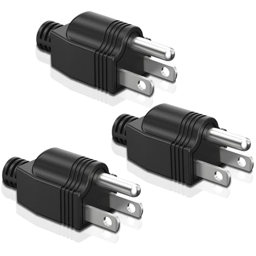 3 Pack Grounding Electrical Plugs 125V 15A NEMA 5-15R Replacement Connectors