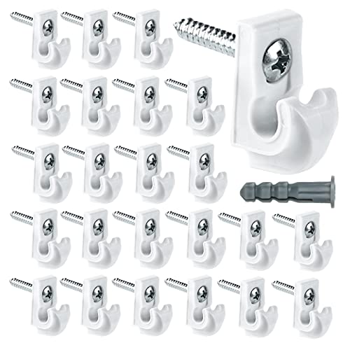 Whumsdog Closet Clips 24 Pack - White Wire Shelf Wall Mounting Clips with Screws & Expansion Tubes for Closet Organization