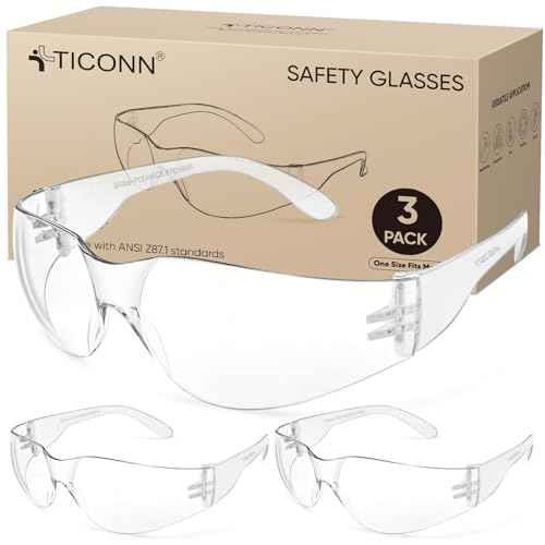 TICONN Clear Safety Glasses for Men, Safety Goggles with Scratch Impact Resistant Meets ANSI Z87.1 Standard