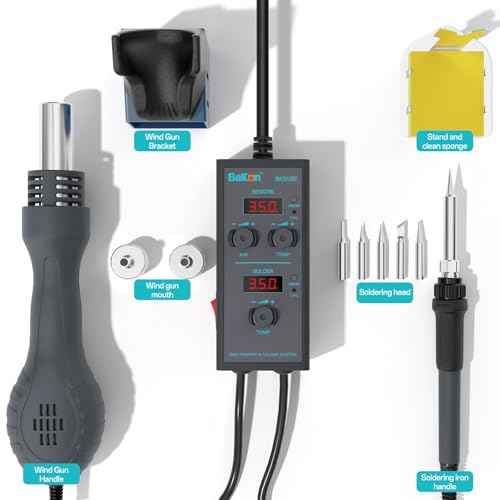 BK858E Hot Air Soldering Station, 2 In 1 Smd Soldering Gun & Irons, Hot Air Rework Station For Electronics Portable Solder Station Temperature Compensated, Auto Sleep
