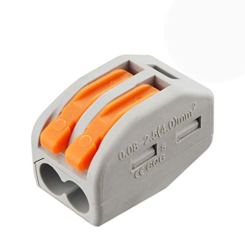 100 Pcs 2 Conductor Lever Wire Connectors Nuts Pack for Fast Electrical Terminals