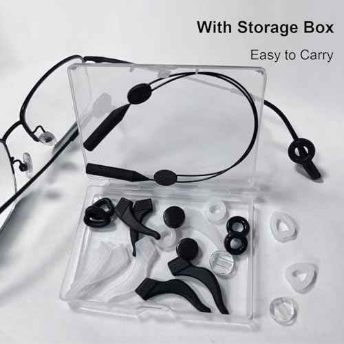 Eyeglasses Ear Grippers Set, 21 PCS Anti Slip Eyeglasses Holder Strap and Grip for Behind the Ear, Comfortable Silicone Holder for Sunglasses Presbyopia Glasses Sports Glasses