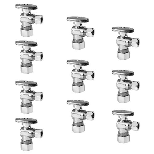 10-Pack EFIELD 1/2" Nominal Angle Stop Valves for Plumbing, Chrome Finish