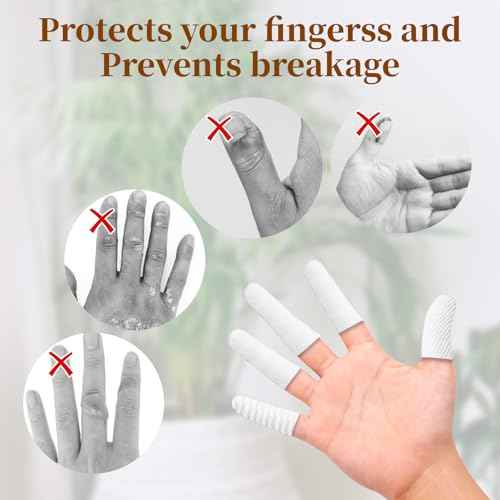 200 pcs Cotton Finger Cots - Cloth Finger Cots Finger Toe Sleeves Fingertips Protective Cover, White Finger Cots Finger Protectors, Thumb Protector for Finger Tips Comfortable and Breathable(White)