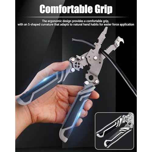 18 In 1 Foldable £×ire Stripper Crimper, Multifunctional Folding Wire Stripping Tool, Wire Strippers Electrical£¬Electric Cable Stripper, Cable Cutters with Plier, Crimper, Twister, Splitting, 1pcs