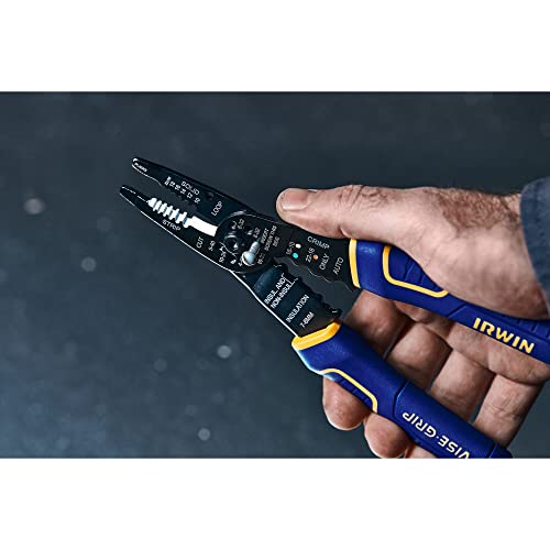 IRWIN VISE-GRIP Wire Stripping Tool, 8 Inch, Cuts 10-22 AWG, ProTouch Grip – Wire Cutter & Crimper
